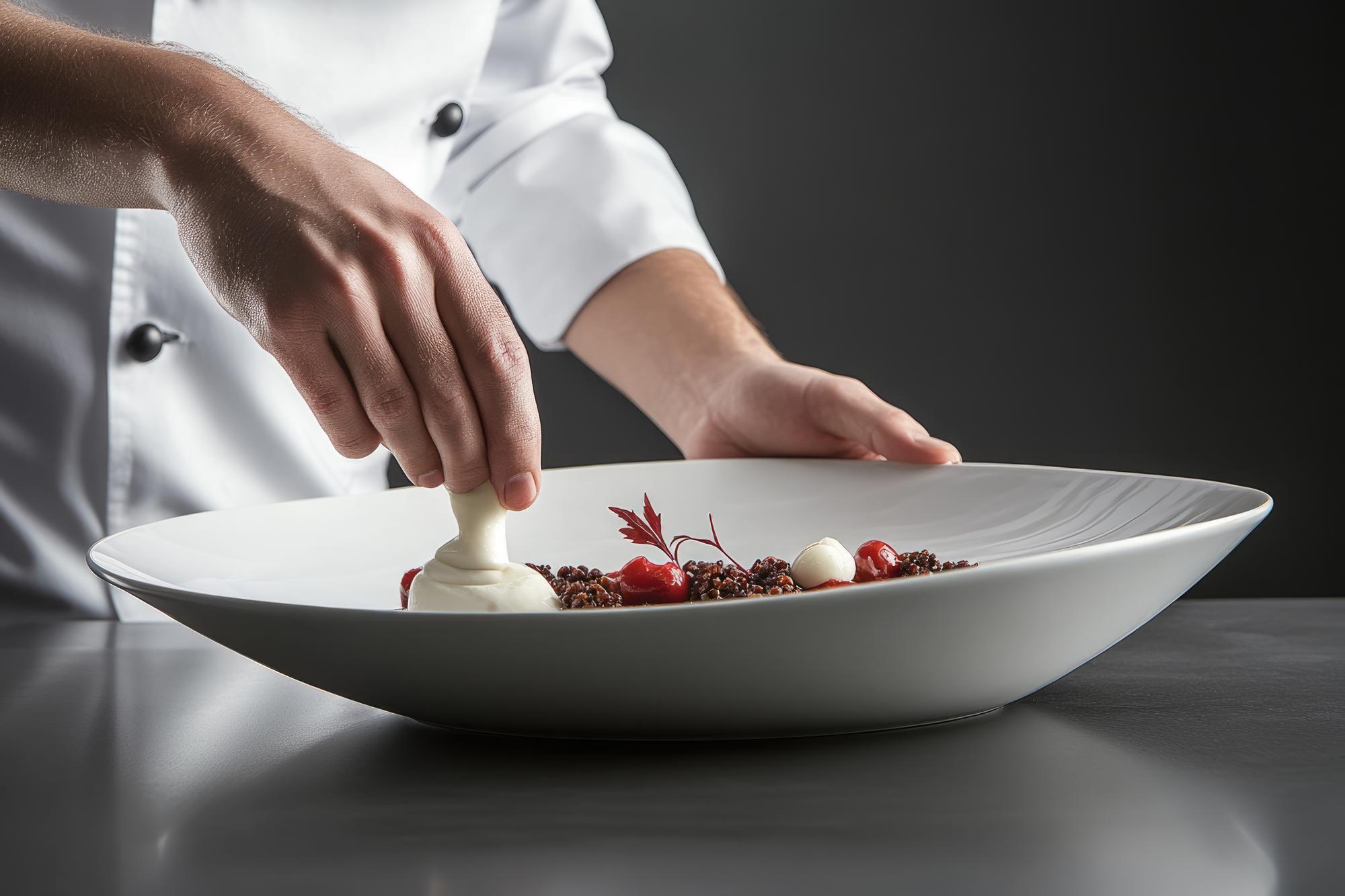 Chef plating a signature dish
